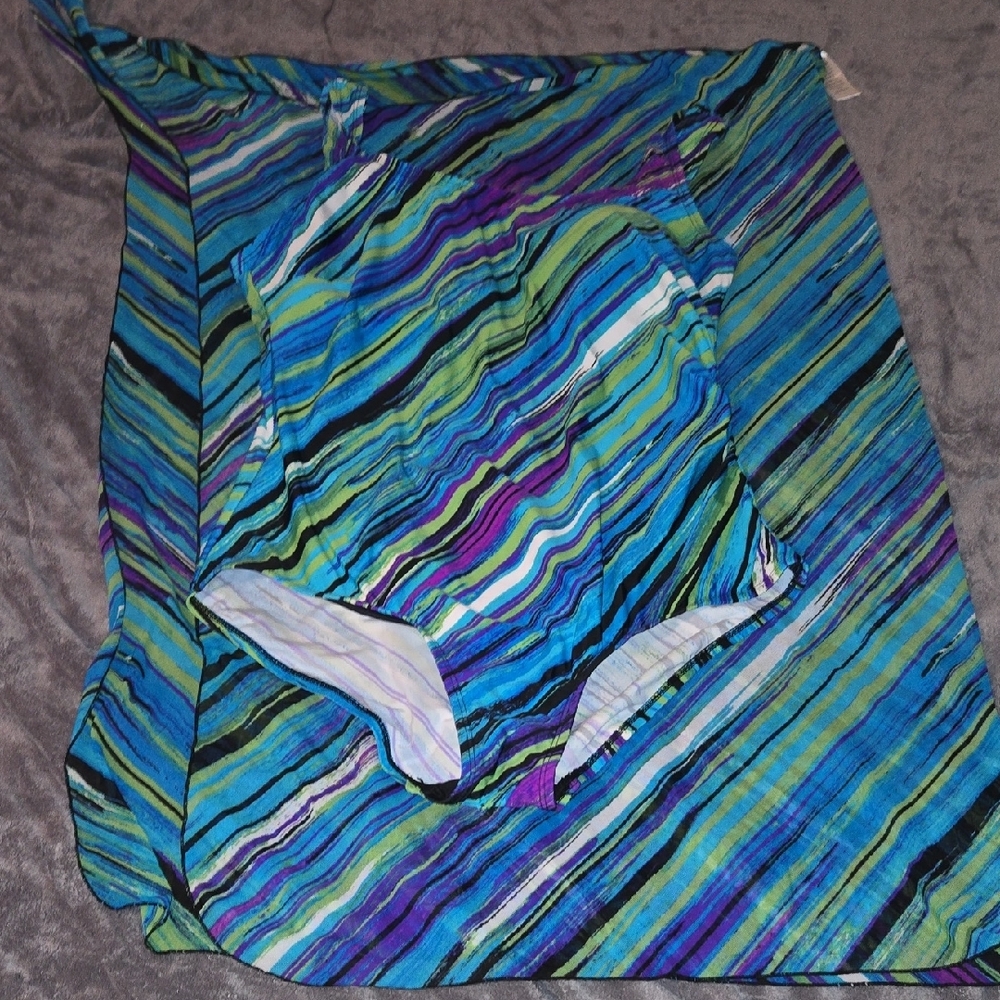 Swimsuits For All Multicolor Striped One Piece - Picture 7 of 8